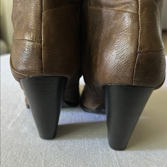 Vince Camuto Brown Leather Ankle Booties with Distressed Finish - Picture 6 of 8